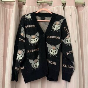 Black Kuromi Button-Up Cardigan Sweater